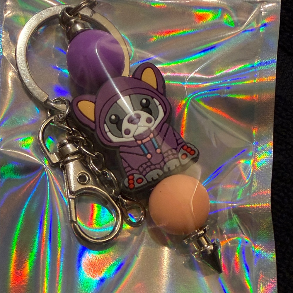 Purple and Peach Dog Key Holder - Picture 2 of 2